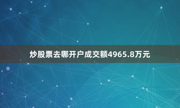 炒股票去哪开户成交额4965.8万元